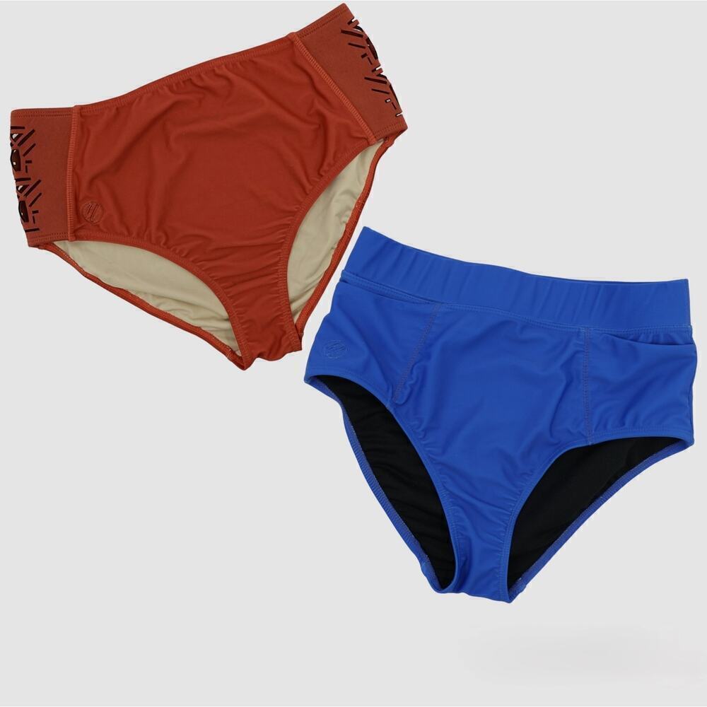 Bundle 2‎ Nani Bikini Bottom XS Blue-Orange High Waisted Modest Swimwear